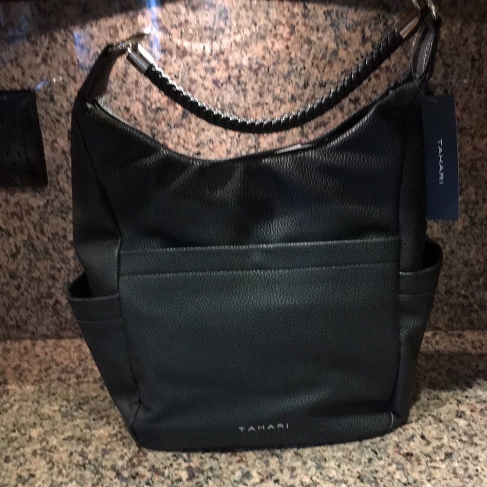 Tahari large black hobo pocketbook